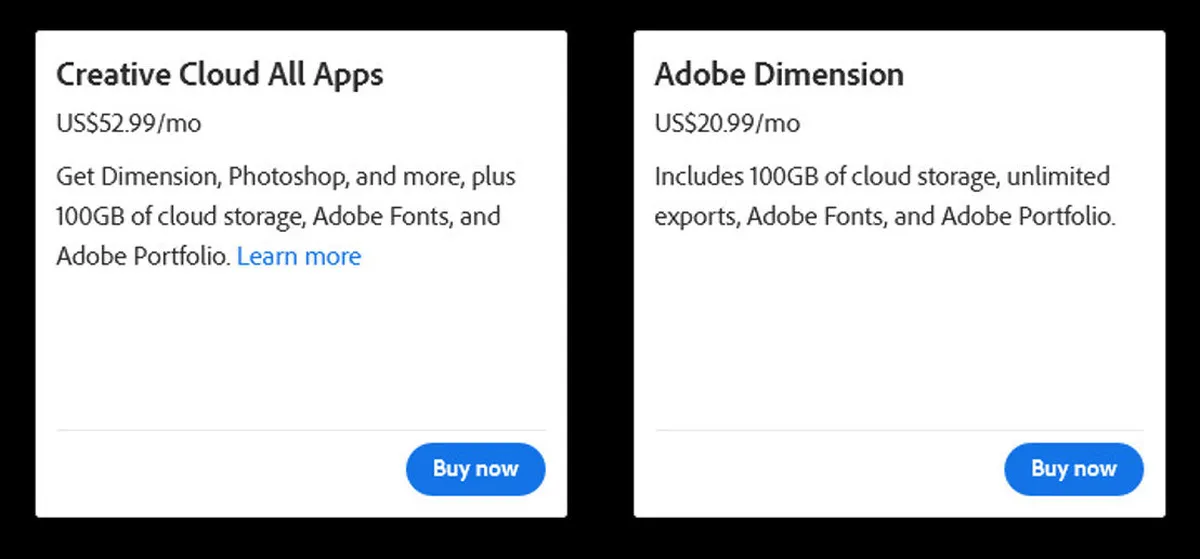 Adobe Dimension Pricing Plan