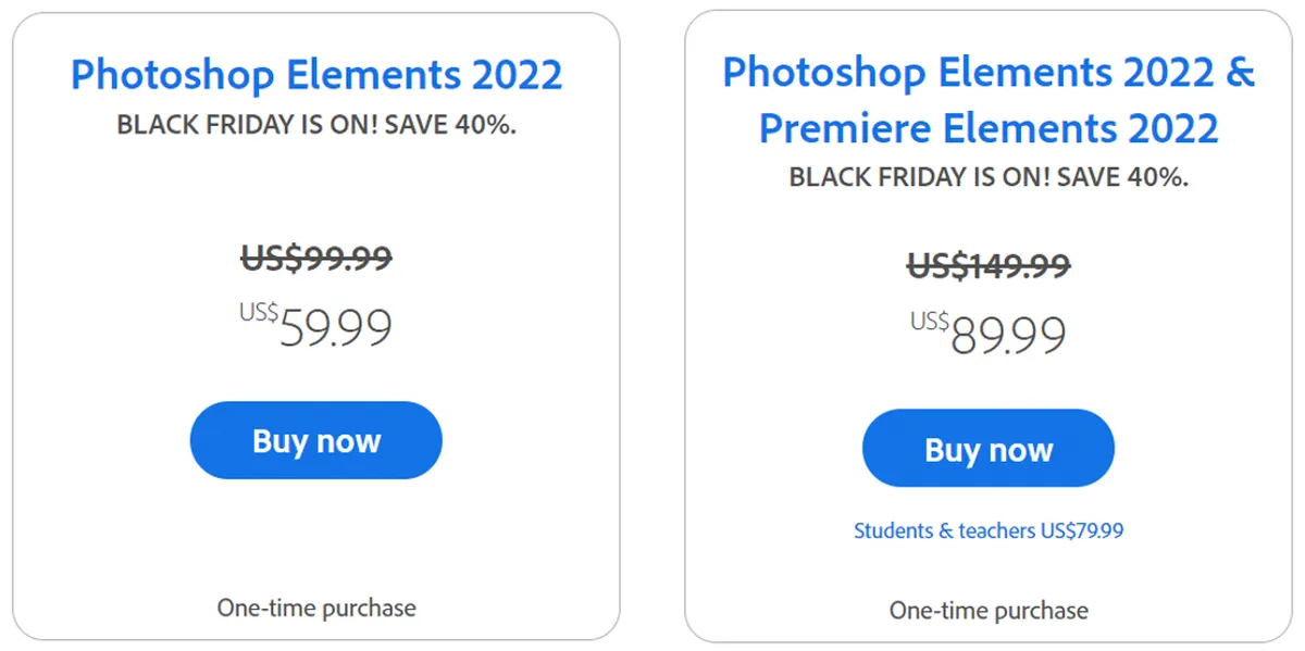 Adobe Photoshop Elements Pricing Plan