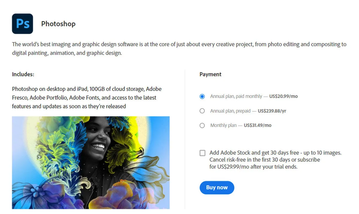 Adobe Photoshop Pricing Plan