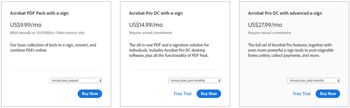 Adobe Sign Pricing Plan