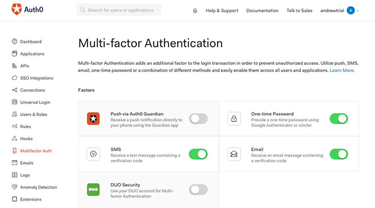 Auth0 Features
