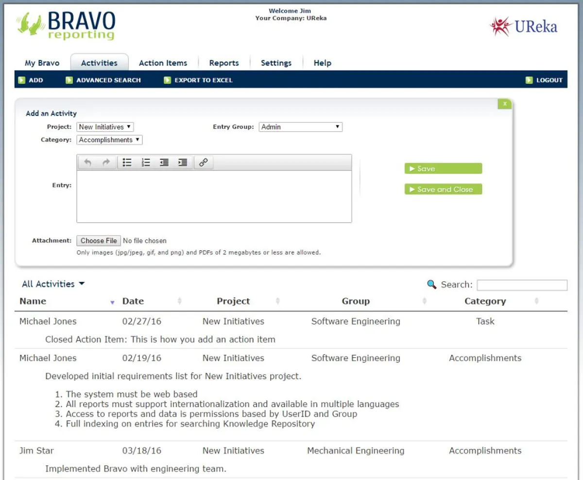 Bravo Reporting Features