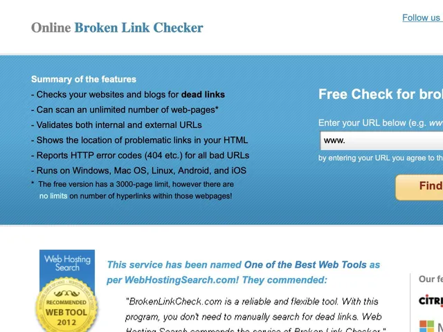 Broken Link Check Screenshot