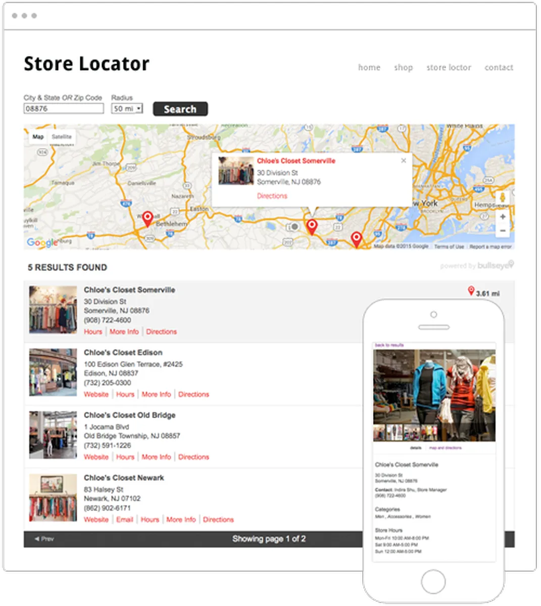 Bullseye Store Locator Features
