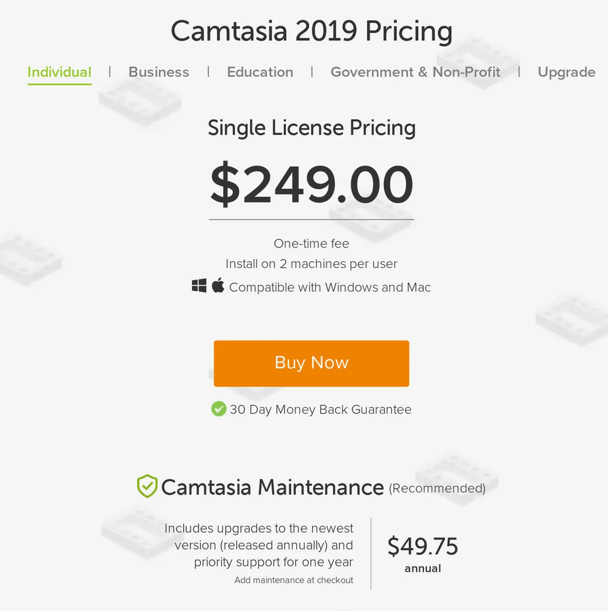 Camtasia Pricing Plan