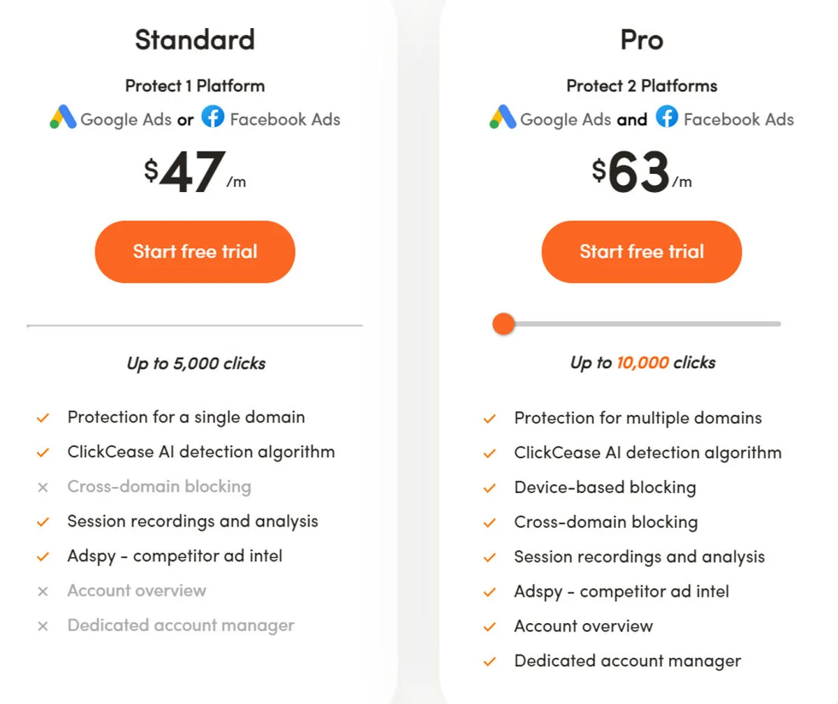 CHEQ ClickCease Pricing Plan