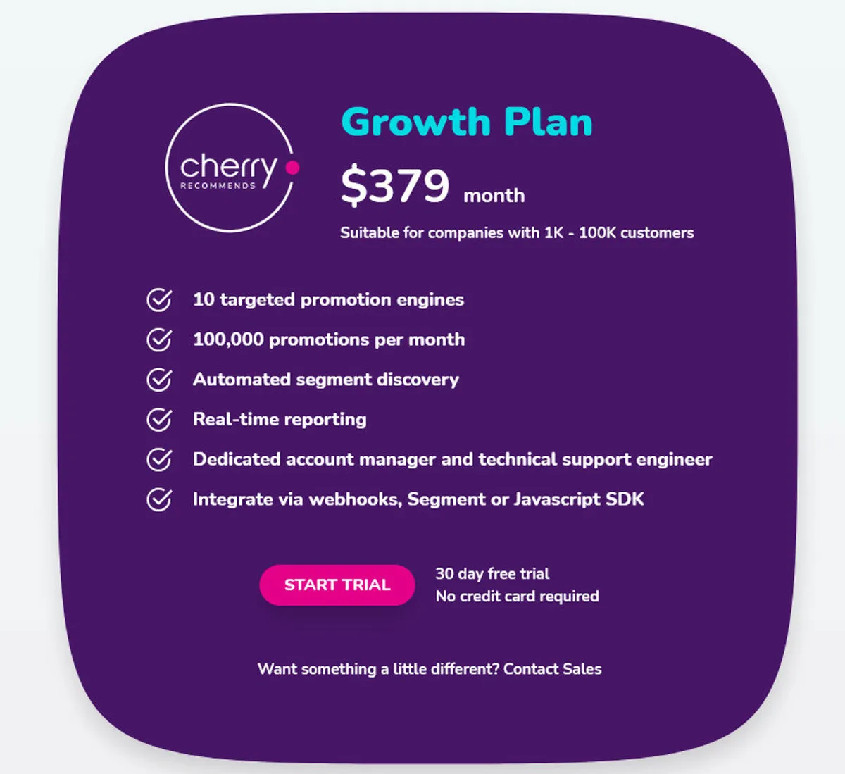 Cherry Recommends Pricing Plan