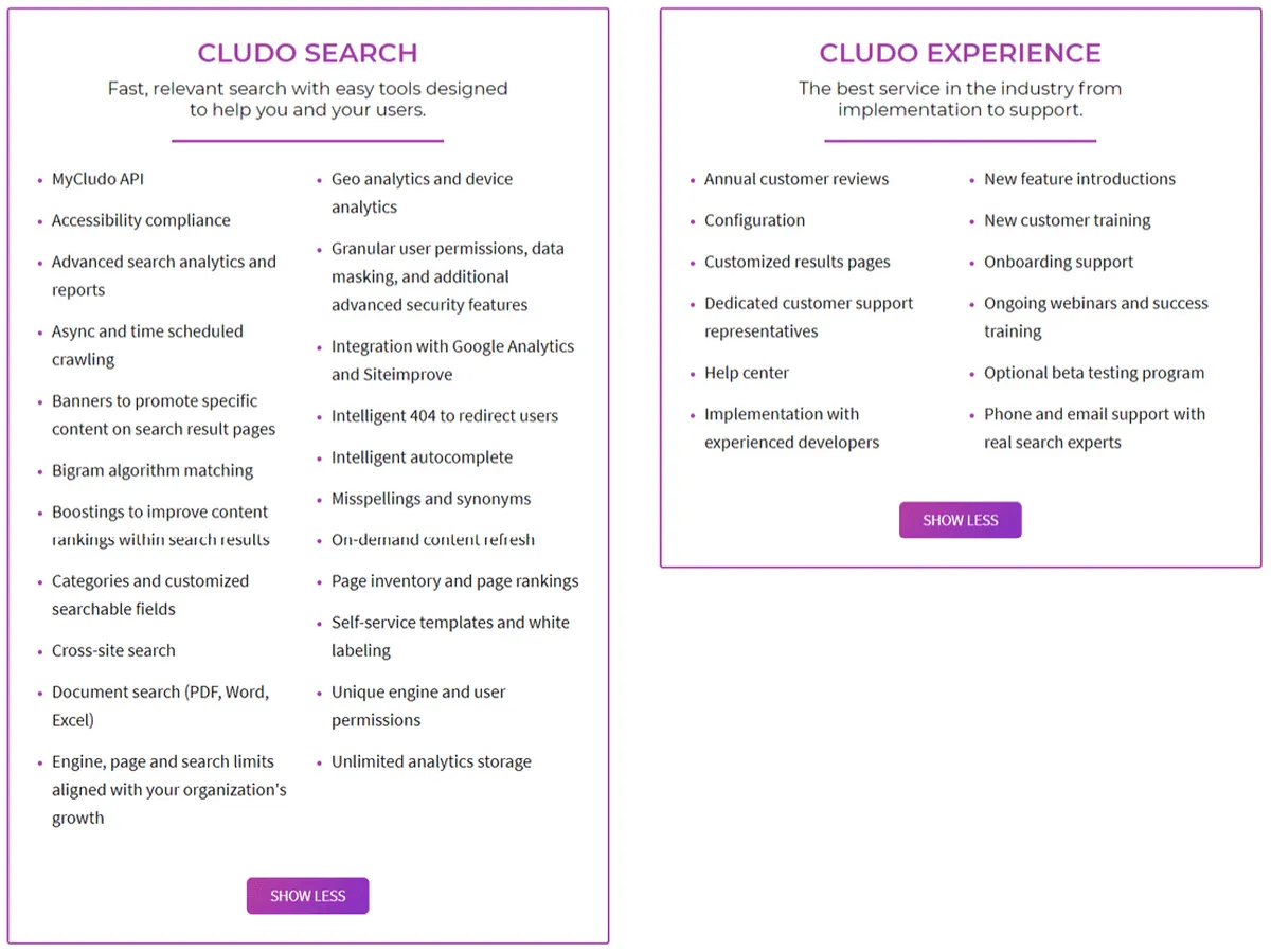 Cludo Site Search Pricing Plan