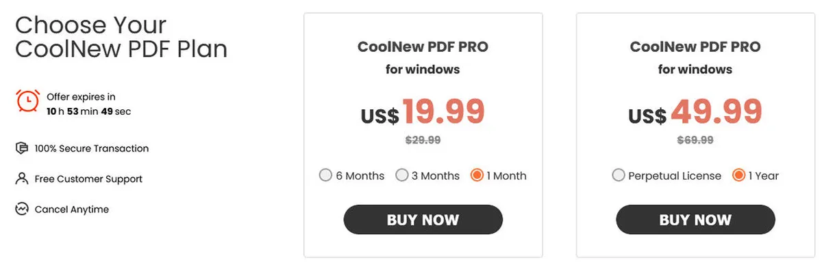 Coolnew PDF Pricing Plan