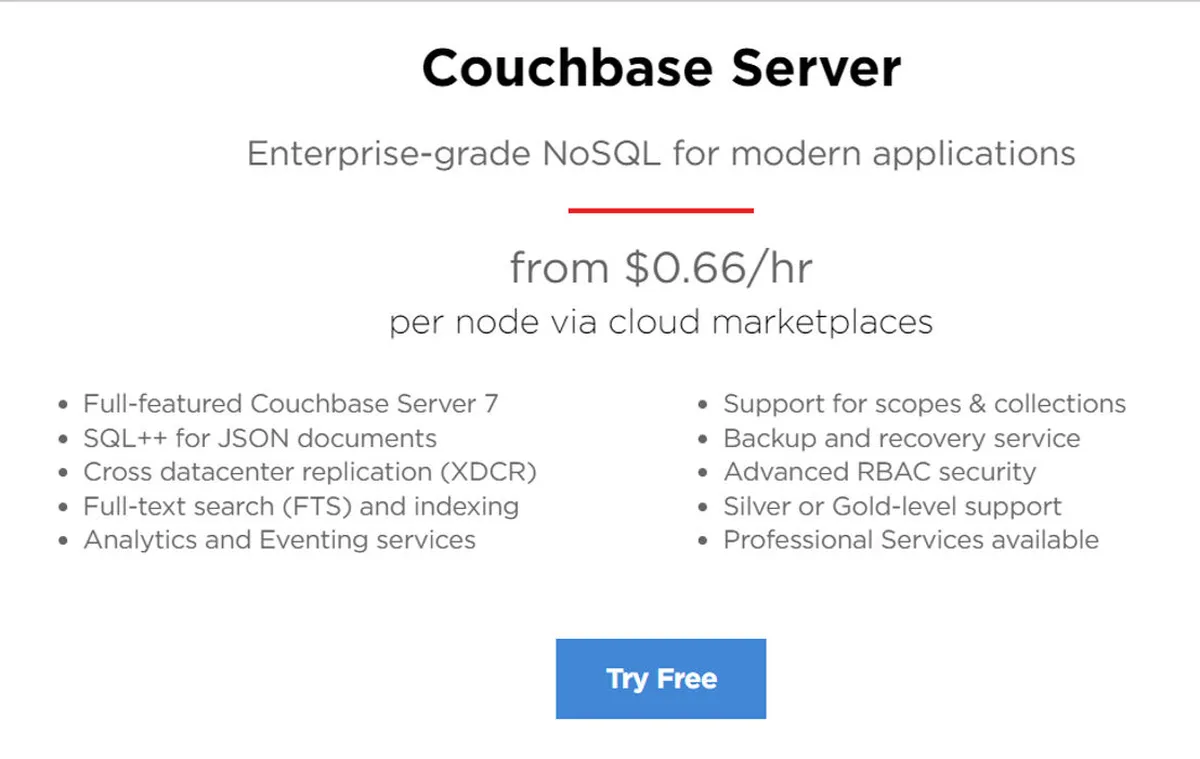 Couchbase Server Pricing Plan