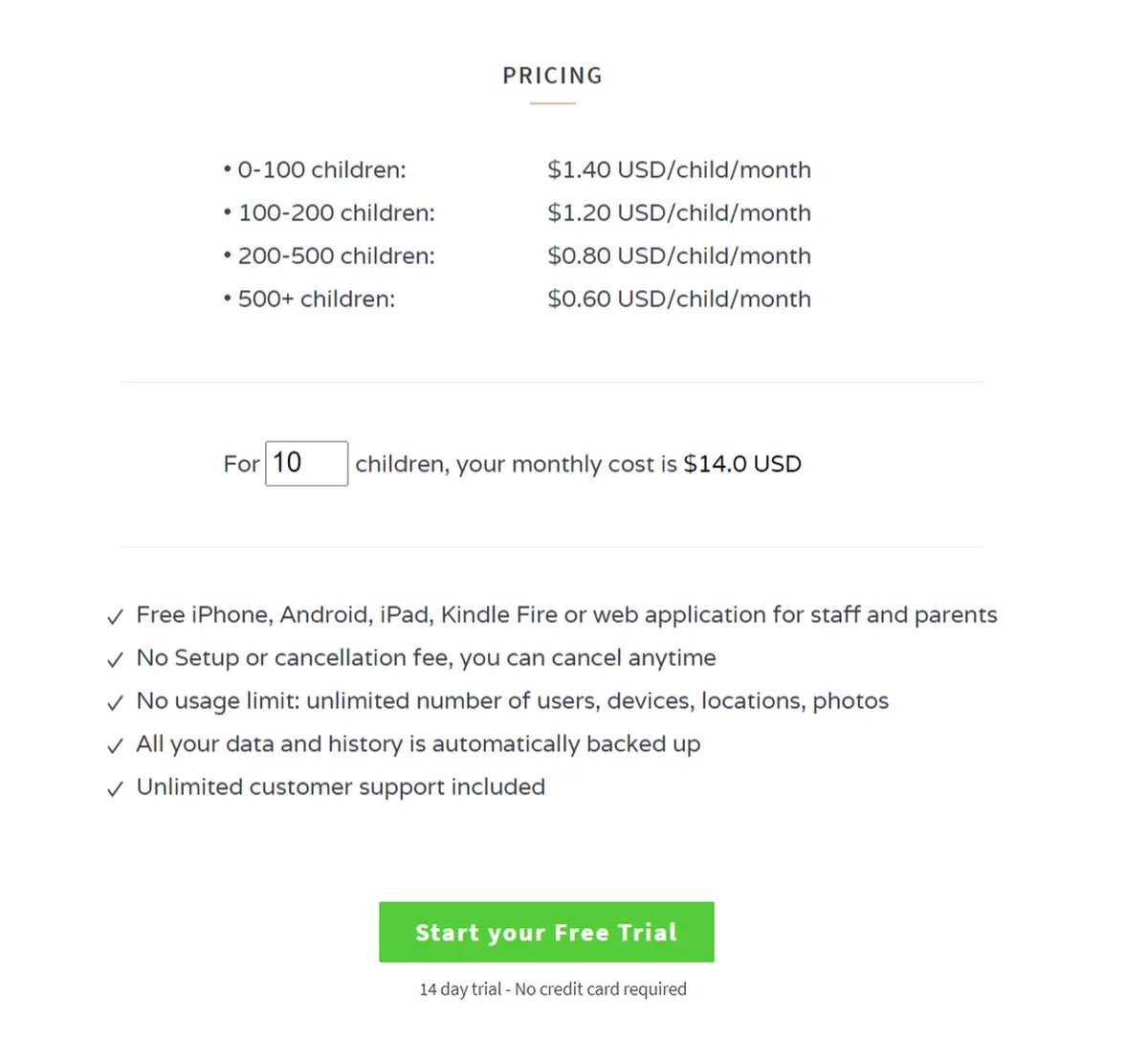 Daily Connect Pricing Plan