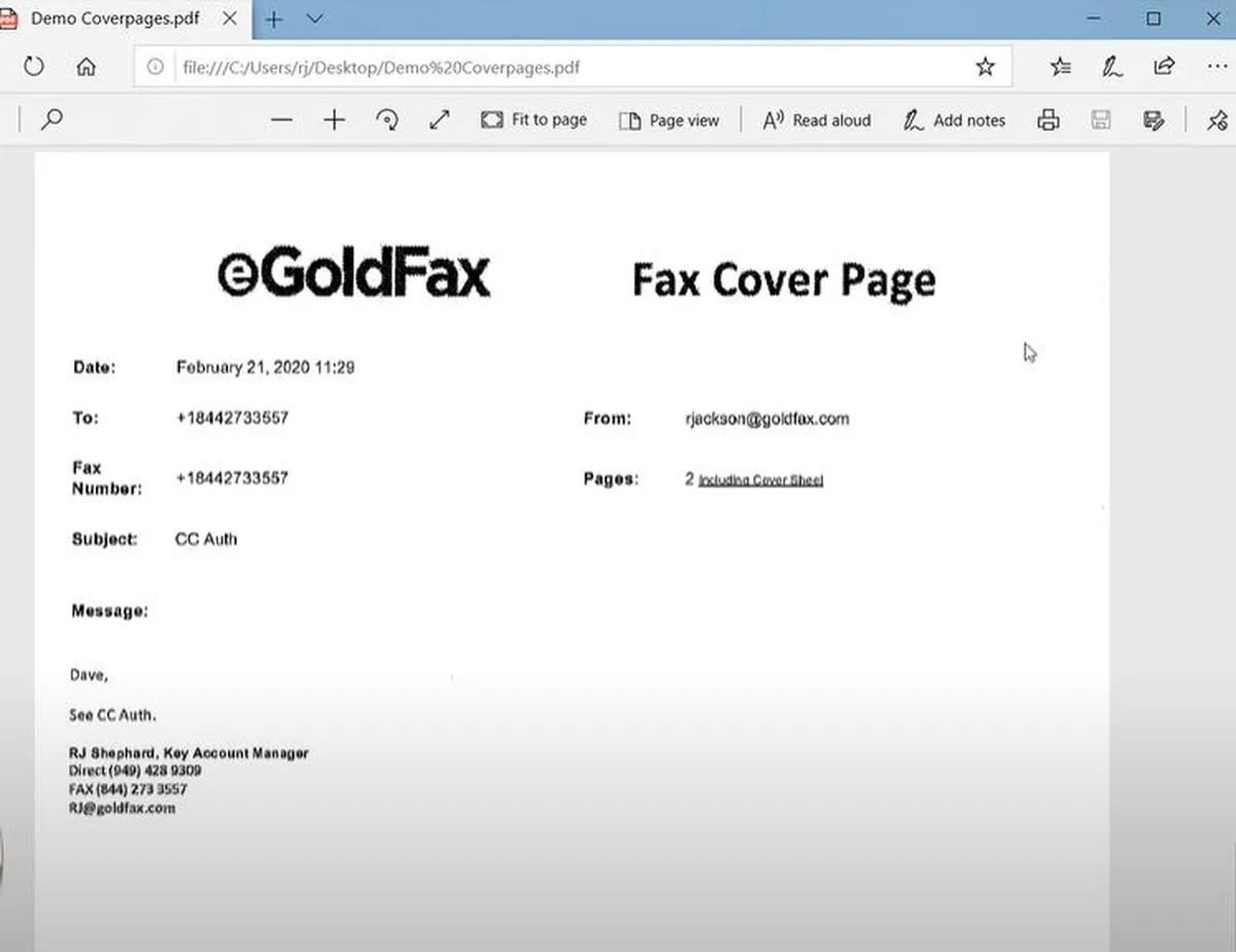 eGoldFax Features