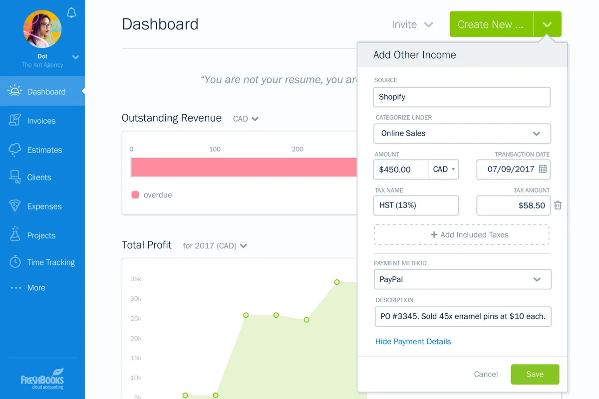 Freshbooks Features