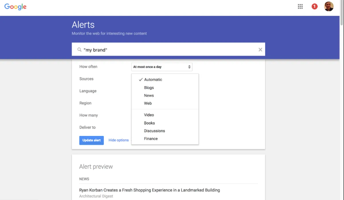 Google Alerts Features