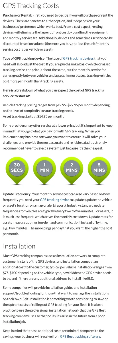 GPS Insight Pricing Plan