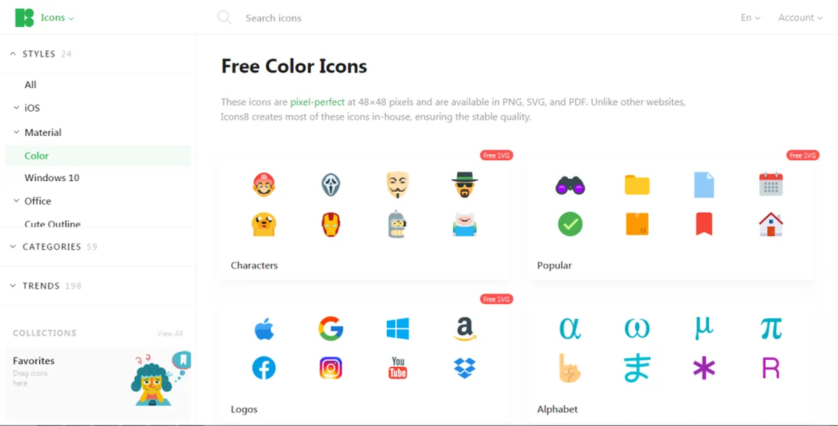 Icons8 Features