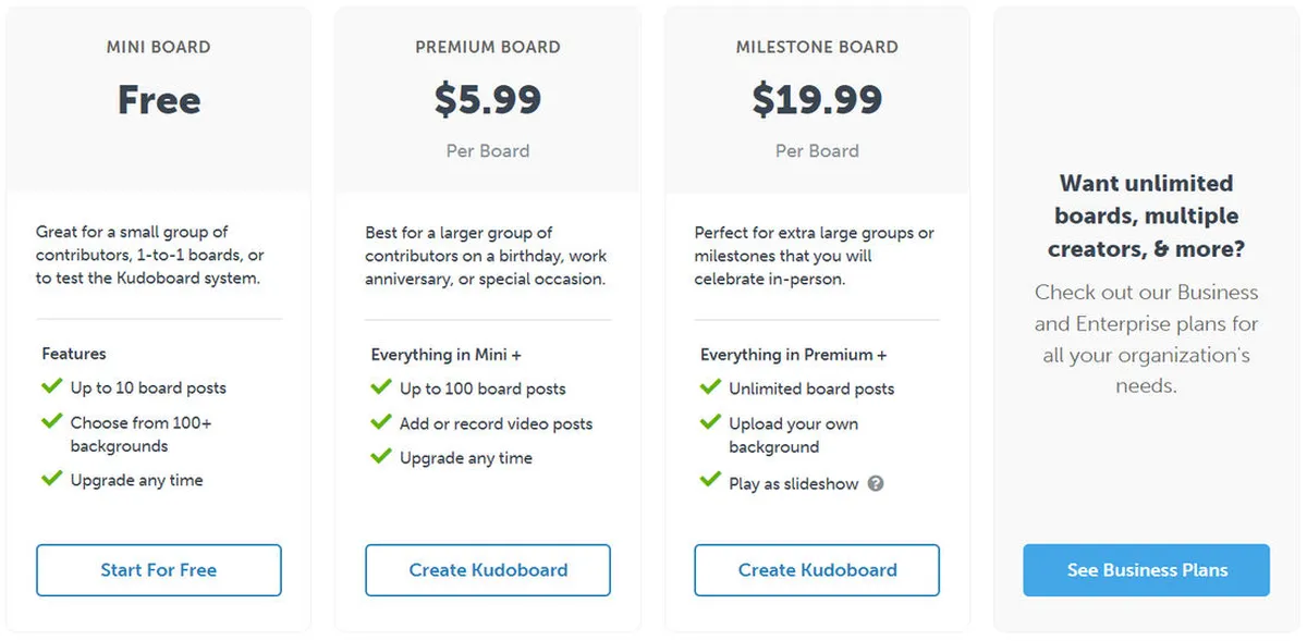 Kudoboard Pricing Plan