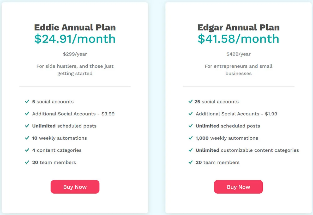 MeetEdgar Pricing Plan