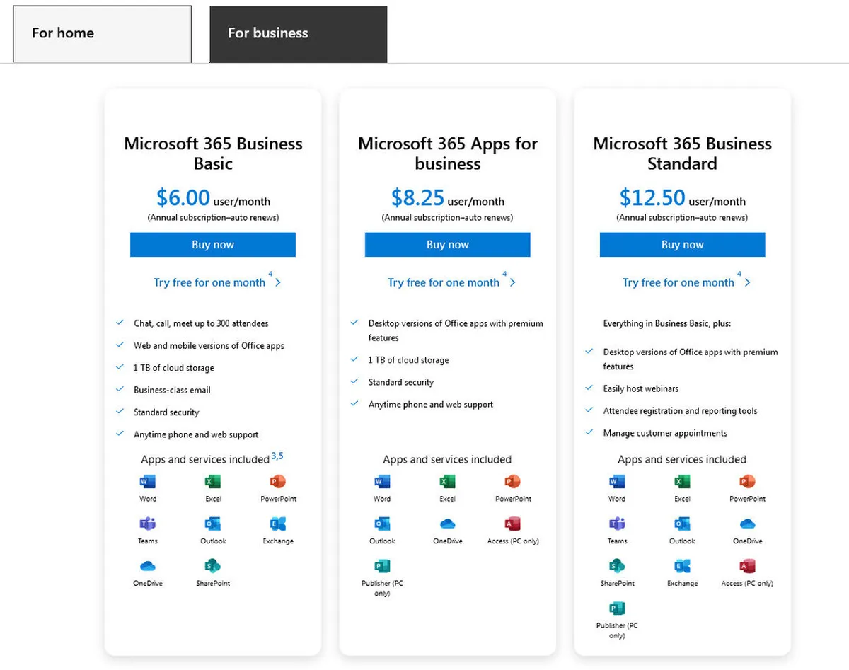 Microsoft 365 Pricing Plan