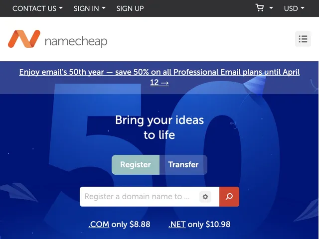 Namecheap Private Email Screenshot
