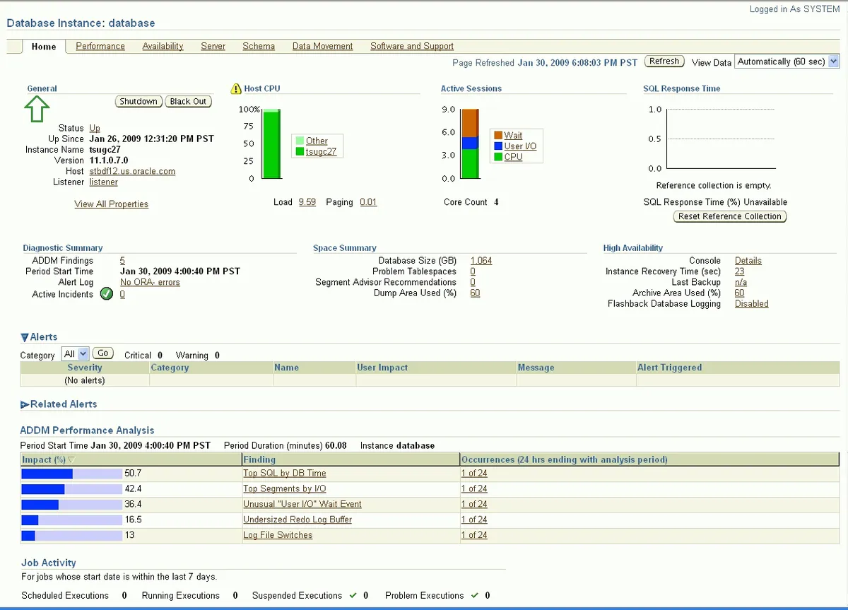 Oracle Enterprise Manager Screenshot