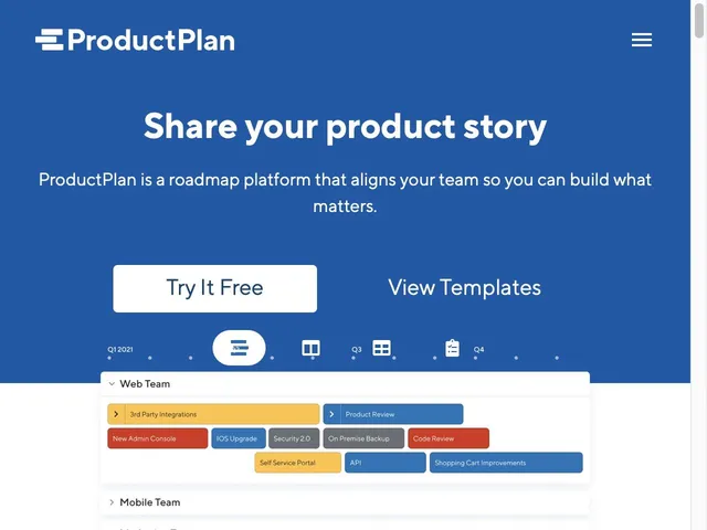 ProductPlan Screenshot