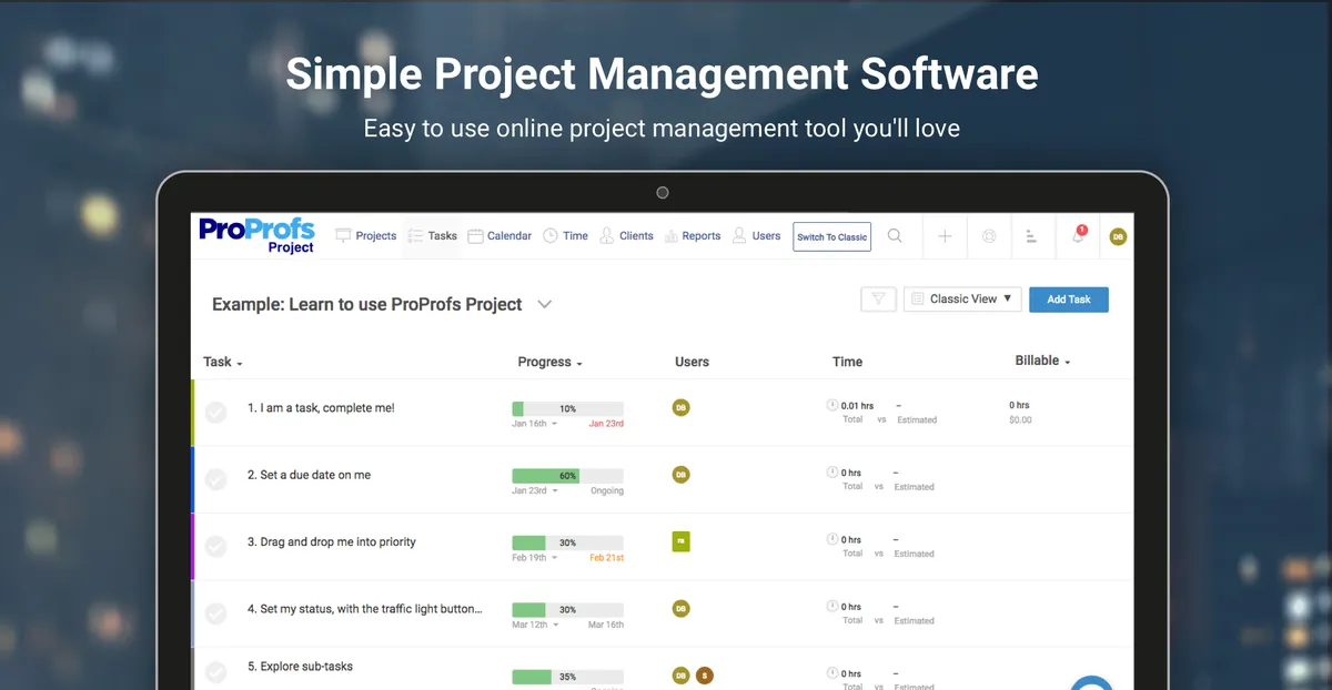 ProProfs Project Features