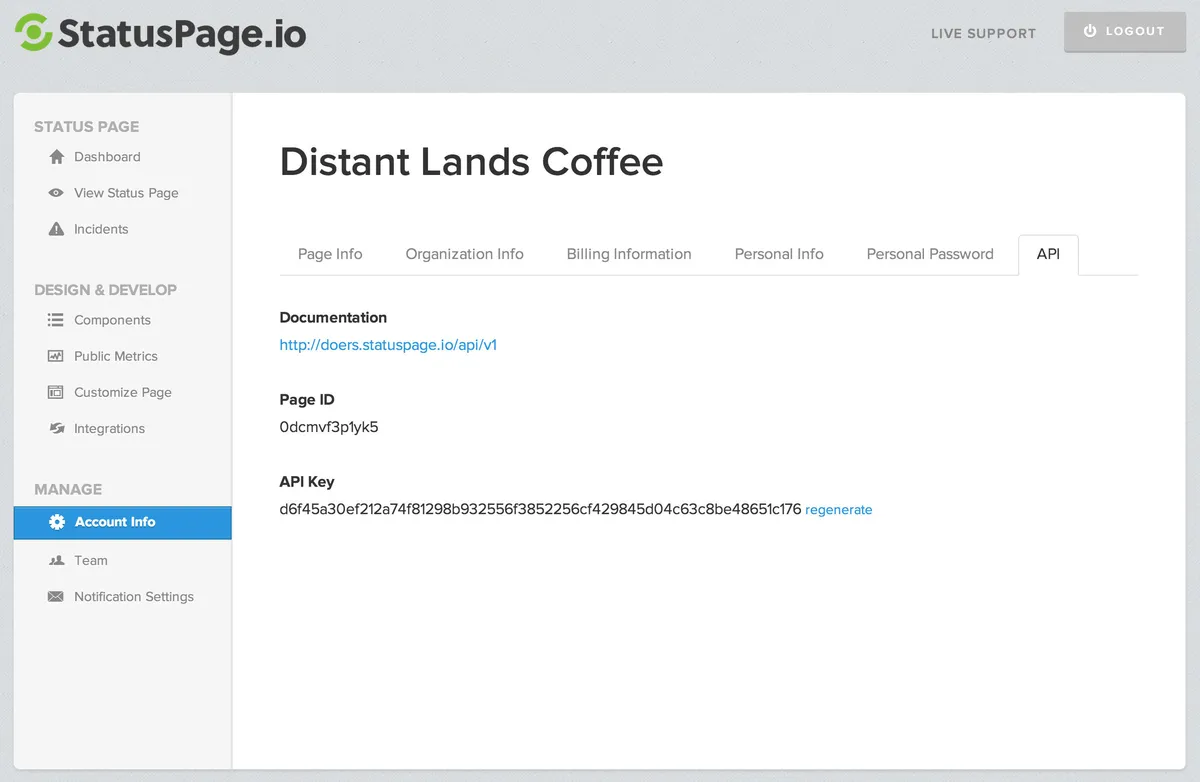 StatusPage.io Screenshot