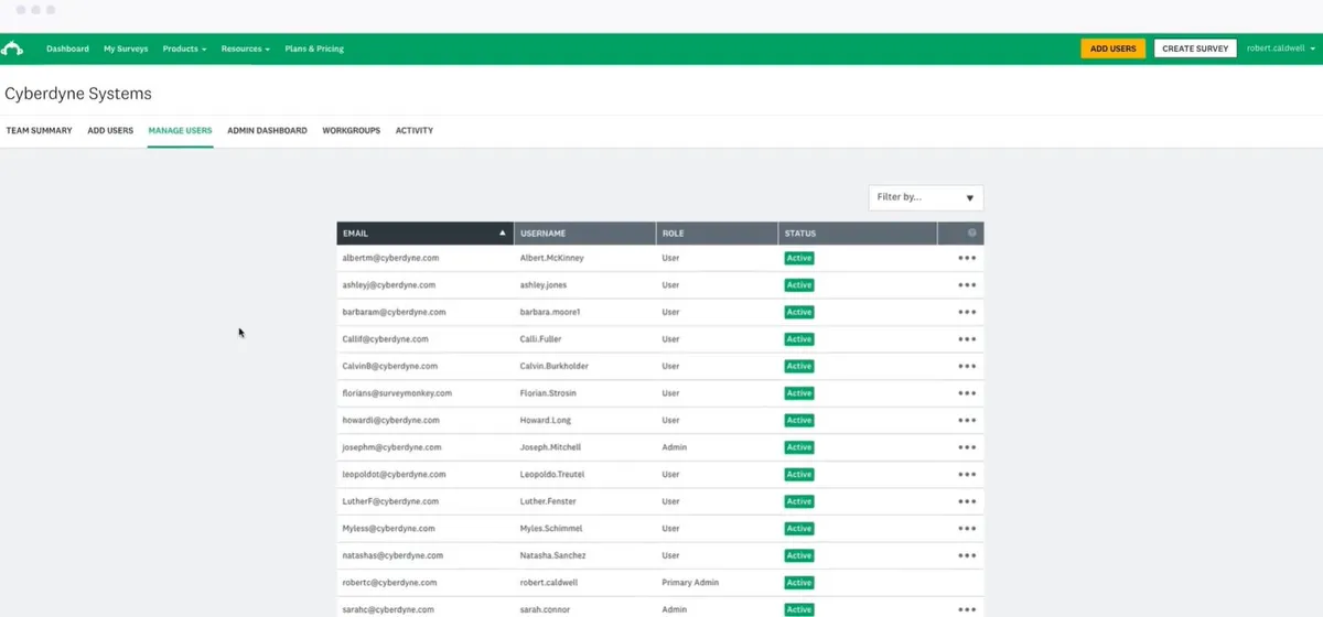 SurveyMonkey Enterprise Screenshot