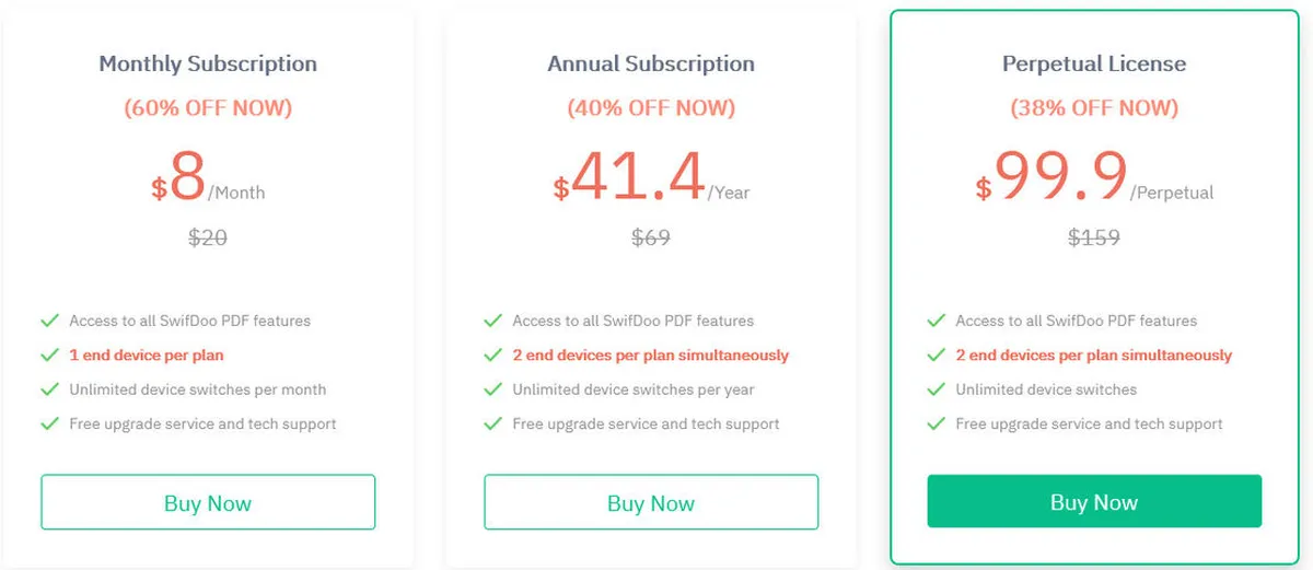 SwifDoo PDF Pricing Plan