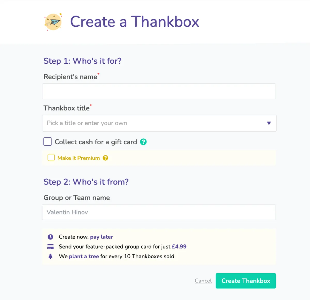 Thankbox Features