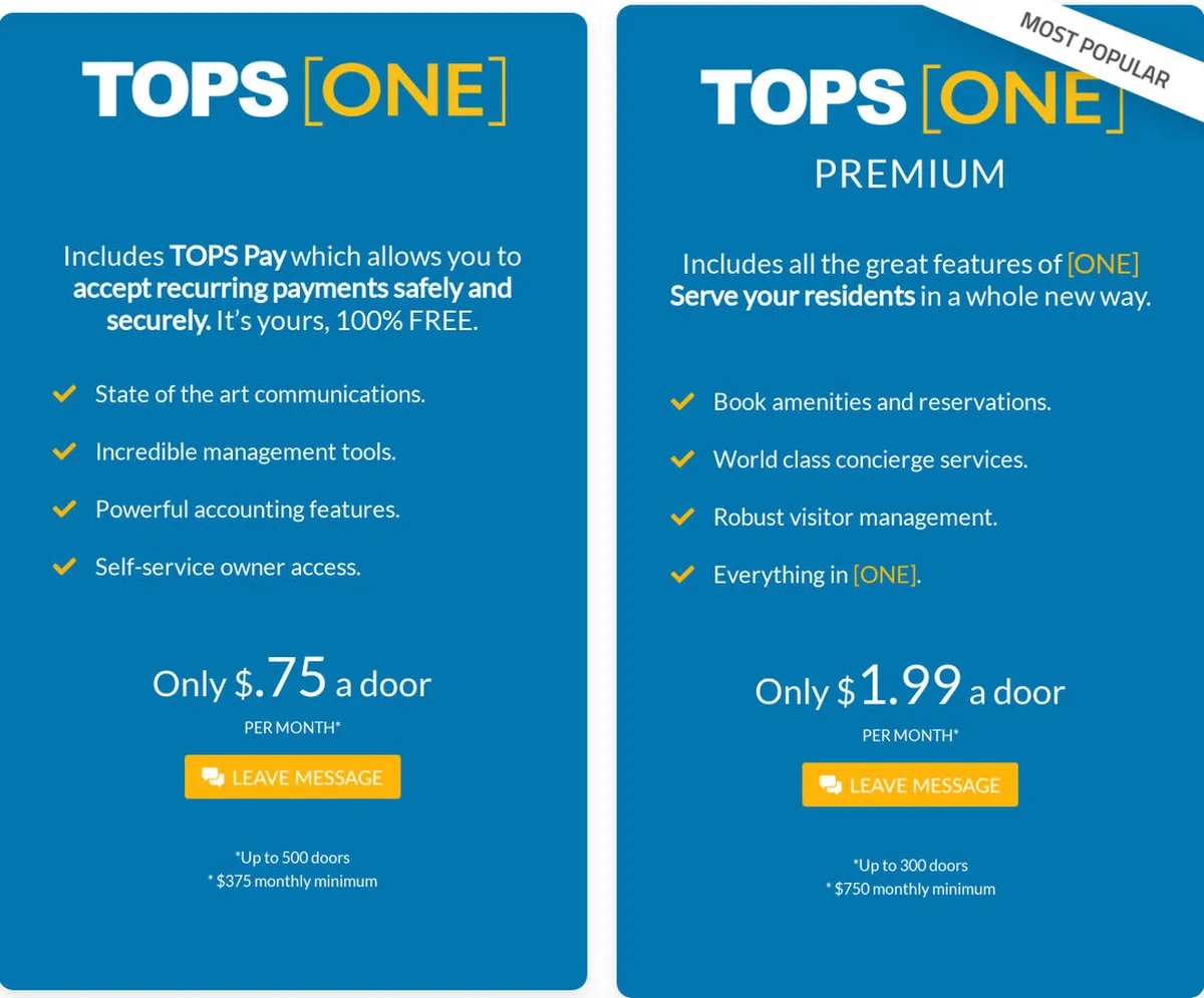 TOPS (ONE) Pricing Plan