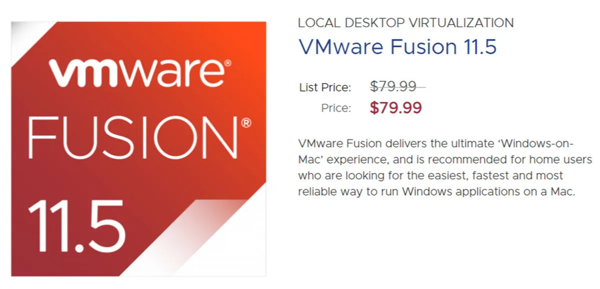 VMware Fusion Pricing Plan