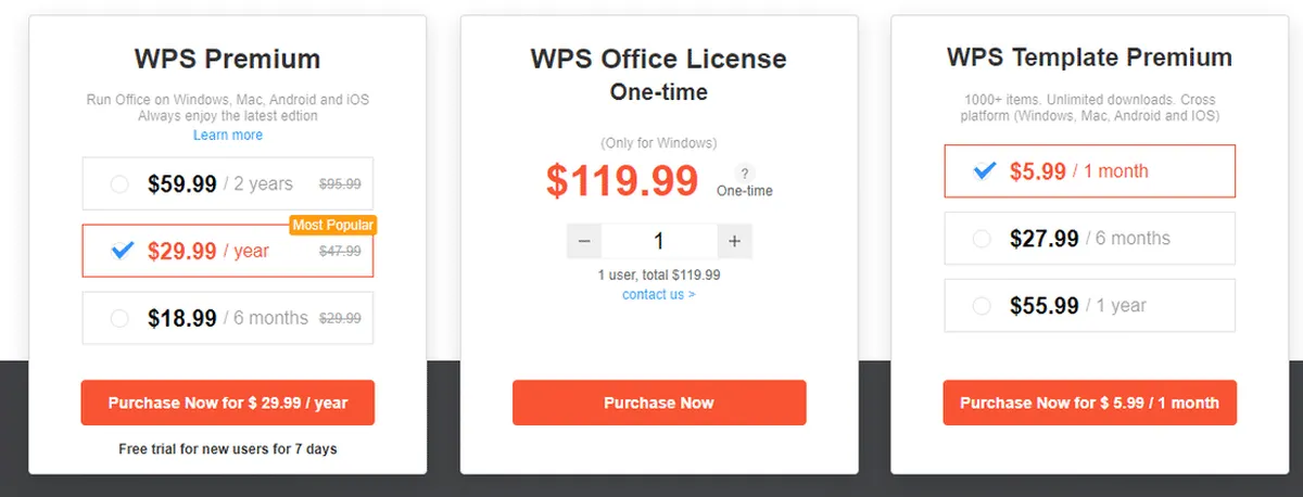 Wps Office Pricing Plan